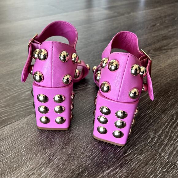 NWT Cecelia New York Gail Studded Block Heel Sandals in Pink Leather Size 7M - Picture 10 of 16